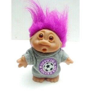 Vintage 1986 Dam 6" Soccer Shirt Troll Doll / Purple Hair